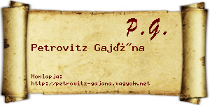 Petrovitz Gajána névjegykártya